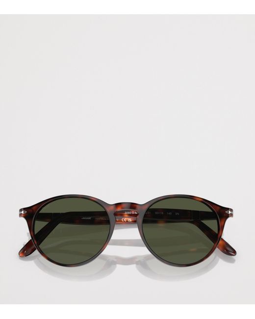 Persol Green Tortoiseshell Round Sunglasses for men