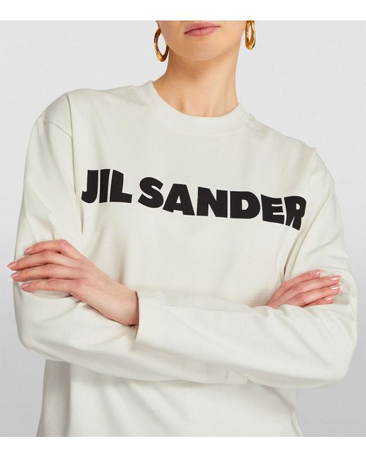 Jil Sander White Long-sleeve Logo T-shirt