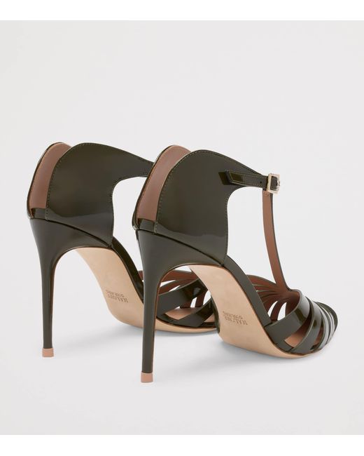 Malone Souliers Metallic Patent Leather Jennifer Heeled Sandals 90