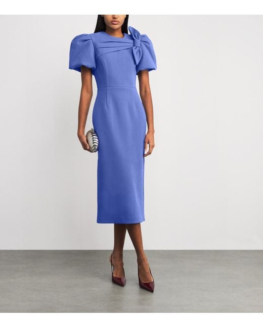 Rebecca Vallance Blue Bow-Detail Violette Midi Dress