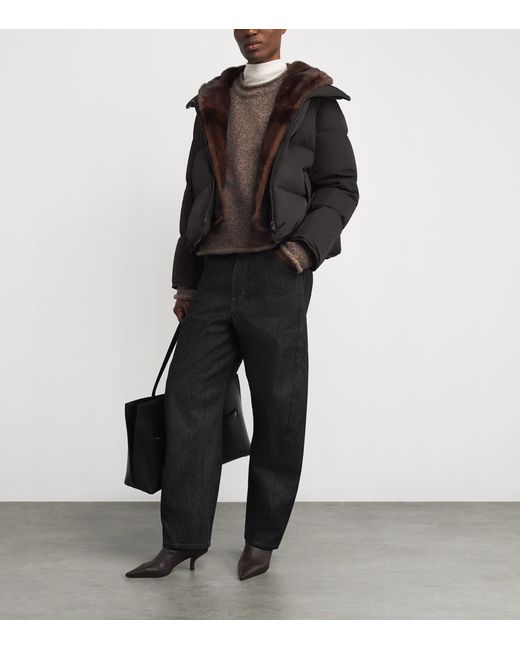 Yves Salomon Black Down-Mink Technical Puffer Jacket