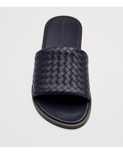 Bottega Veneta Blue Leather Intrecciato Elio Sandals for men