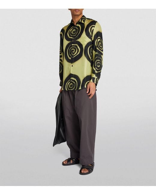 Nanushka Green Silk Oversized Printed Sebas Shirt for men