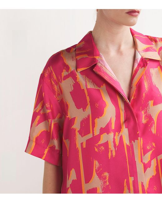 Asceno Pink Silk Montauk Pyjama Shirt