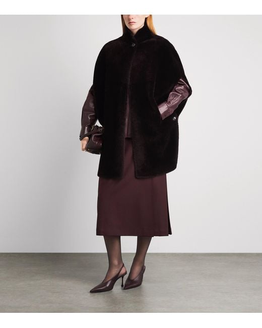 Kiton Black Shearling Cape