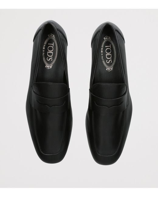 Tod's Black Leather Mocassino Loafers for men