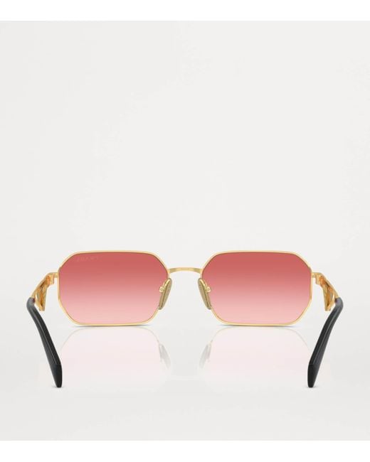 Prada Pink Metal Rectangular Sunglasses