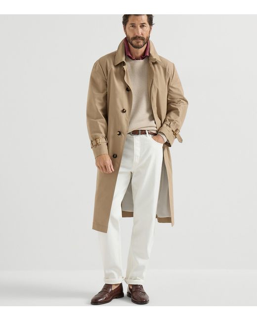 Brunello Cucinelli White Cashmere Ribbed Sweater for men