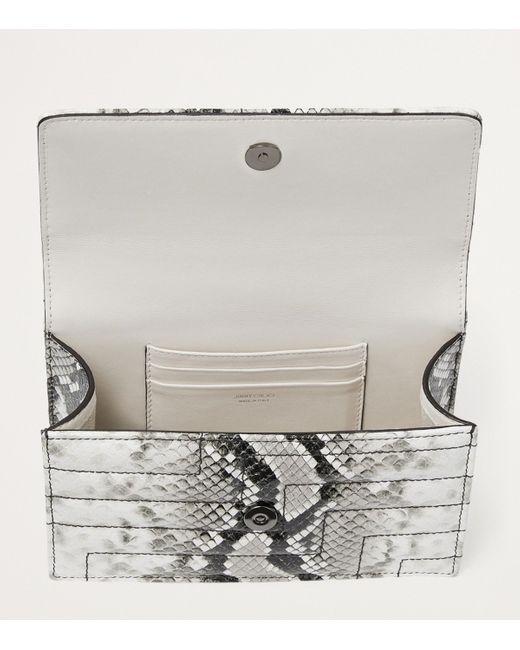 Jimmy Choo Gray Mini Snakeskin-Effect Avenue Shoulder Bag