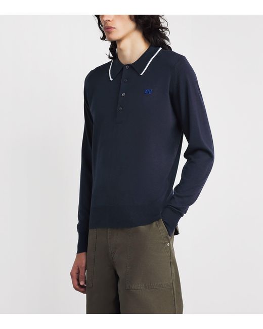 Wales Bonner Blue X John Smedley Merino Henry Polo Sweater for men