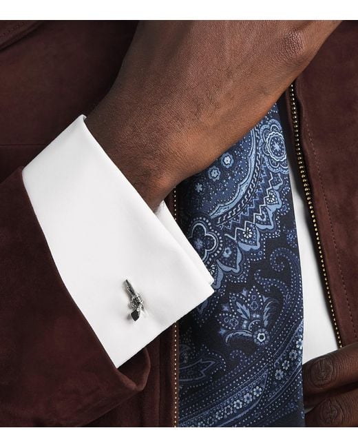 Babette Wasserman Natural Rhodium-Plated Pistol Cufflinks for men