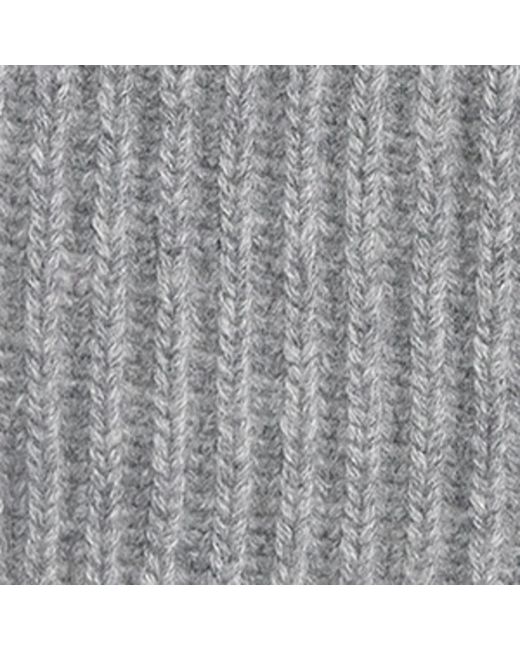 Johnstons Gray Cashmere Ribbed Beanie for men