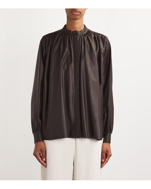 Yves Salomon Brown Leather Blouse