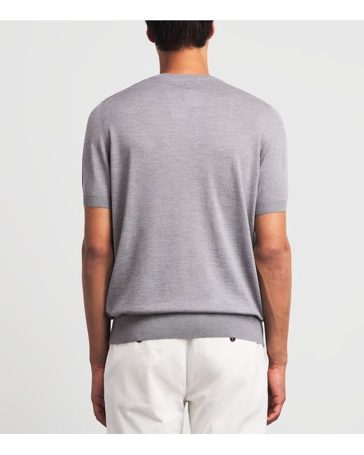 Lardini Gray Virgin Wool Knitted T-Shirt for men