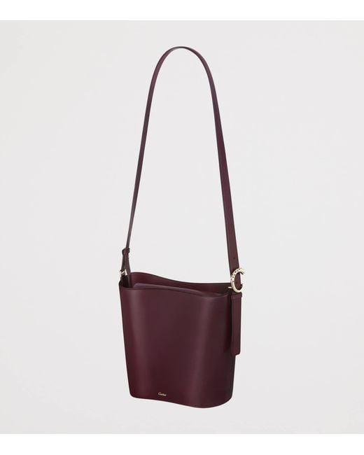 Cartier Purple Small Leather Panthère C De Bucket Bag