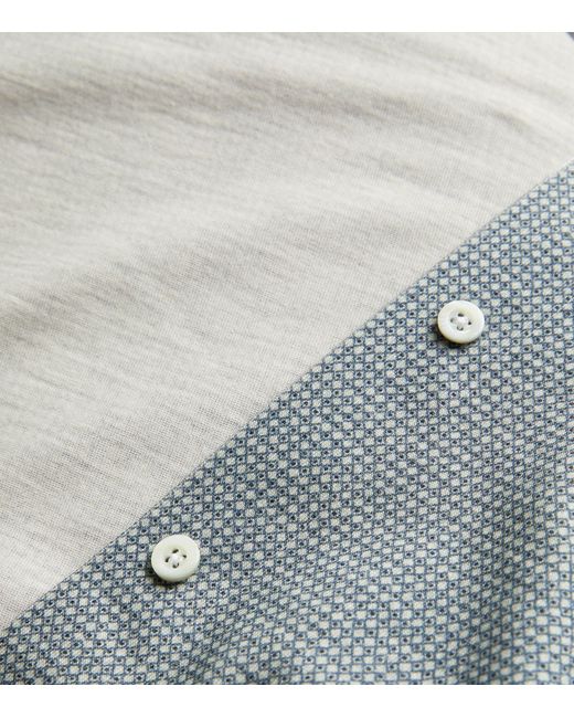 Corneliani Blue Geometric Print Shirt for men