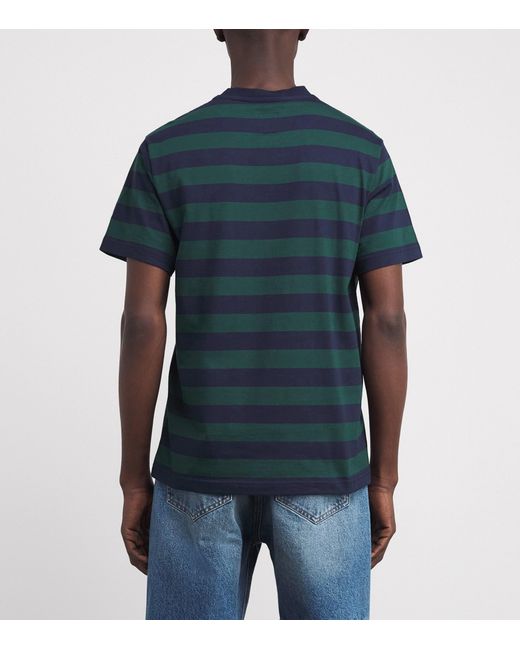 Emporio Armani Blue Cotton Stripe T-Shirt for men