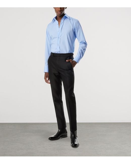 Tom Ford Blue Cotton Slim Shirt for men