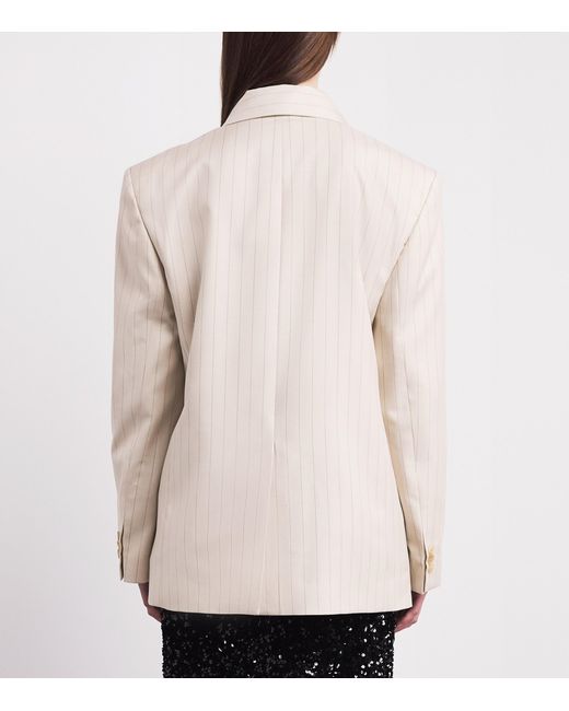 Acne Natural Wool Pinstripe Scarf Blazer