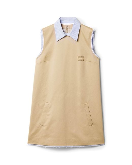 Miu Miu Natural Cotton Chino Mini Dress