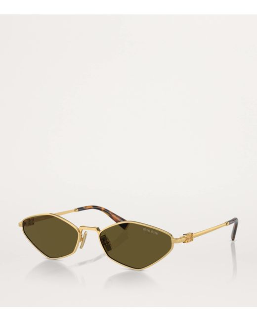Miu Miu Green Metal Oval Sunglasses