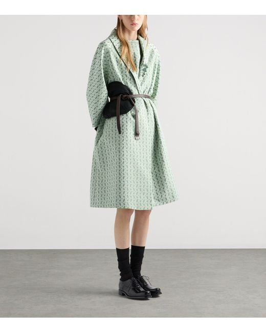 Prada Green Duchess Satin Floral Midi Dress