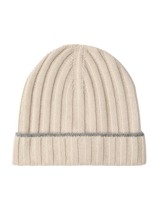 Brunello Cucinelli Natural Cashmere Ribbed Beanie for men