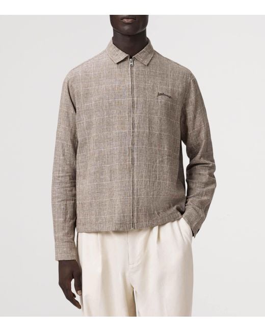 AllSaints Gray Linen-Blend Keal Jacket for men
