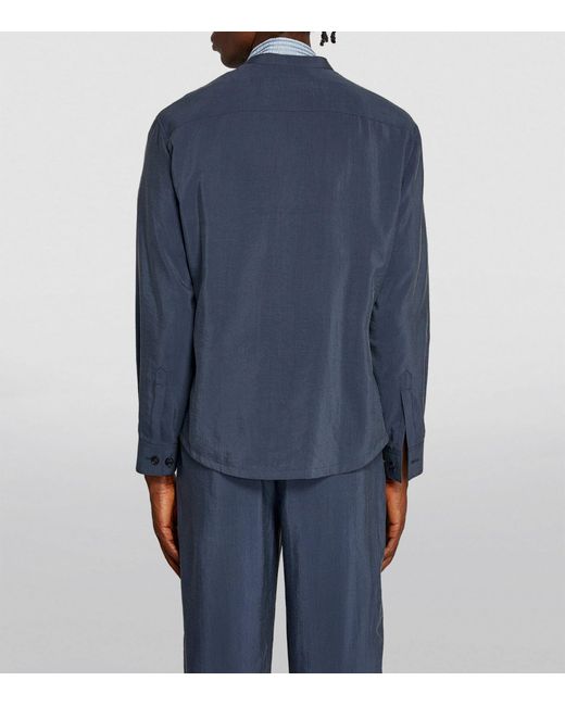 Giorgio Armani Blue Silk-blend Bomber Jacket for men