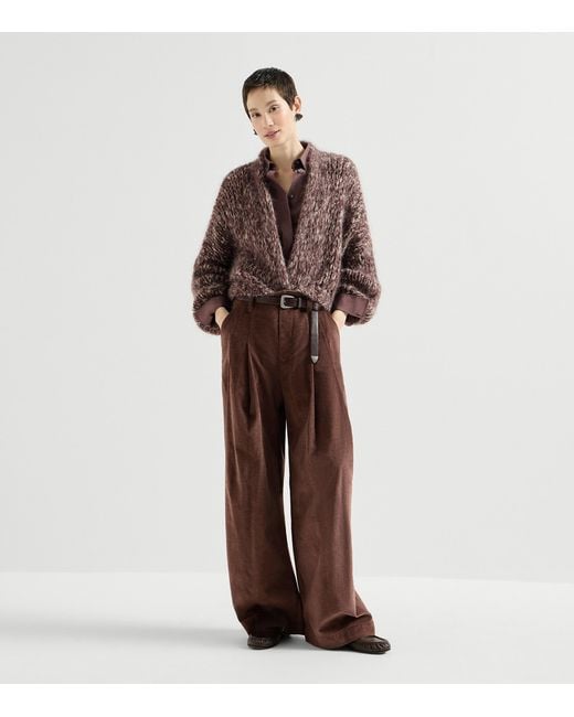 Brunello Cucinelli Brown Mohair Malfilé Cardigan