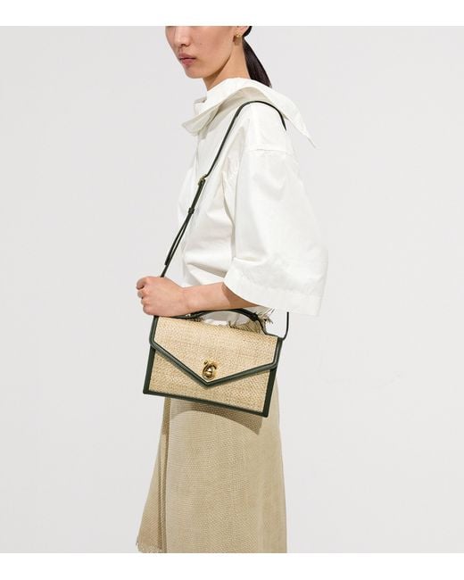 Bottega Veneta Metallic Raffia Knot Lock Shoulder Bag