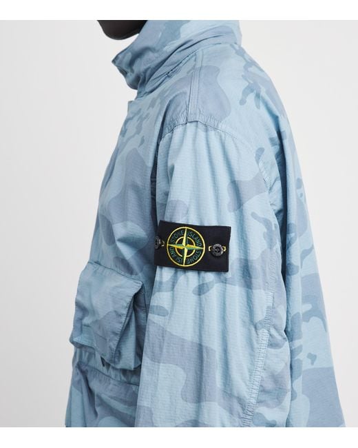 Stone Island Blue Ripstop Faded Camo Jacket for men