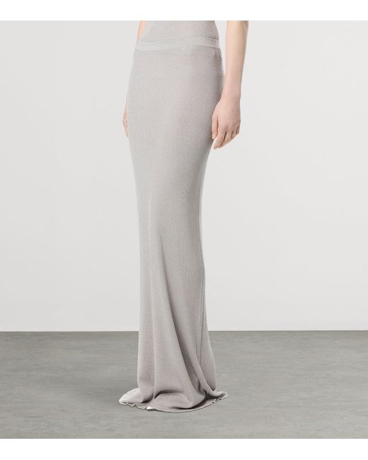 Tom Ford White Knitted Micro-Sequin Maxi Skirt