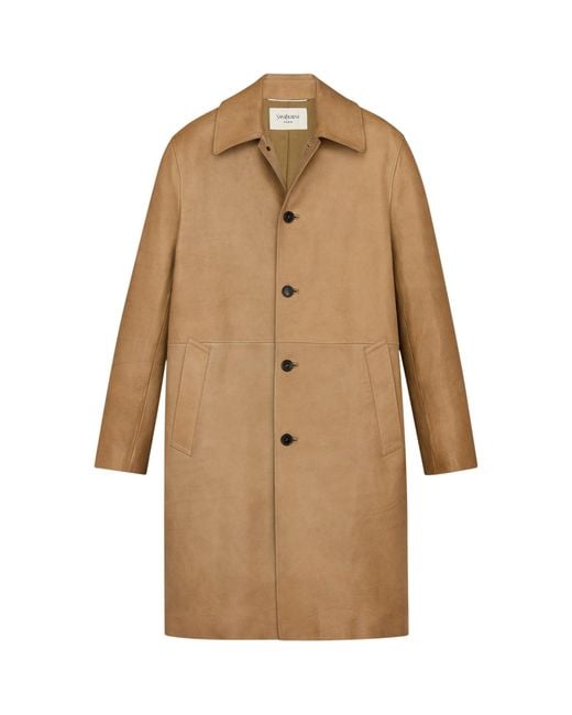 Saint Laurent Natural Bubbled Lambskin Overcoat for men