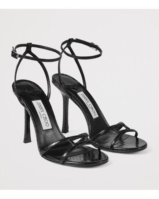 Jimmy Choo Black 1998 Leo 100 Leather Heeled Sandals