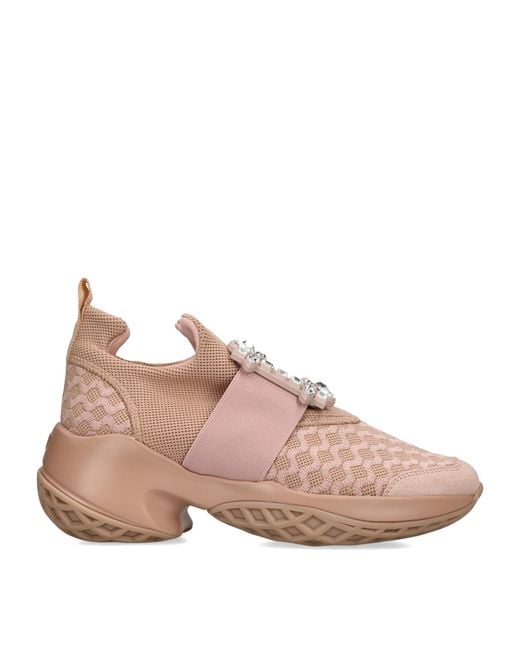 Roger Vivier Pink Viv' Run Strass Buckle Sneakers