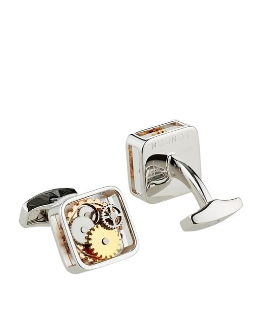 Tateossian White Square Gear Cufflinks for men