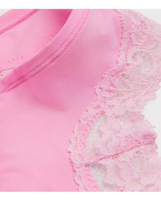 Skims Pink Lace-Trim Fits Everybody Dipped Thong
