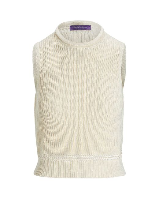 Ralph Lauren White Silk-Blend Sleeveless Sweater
