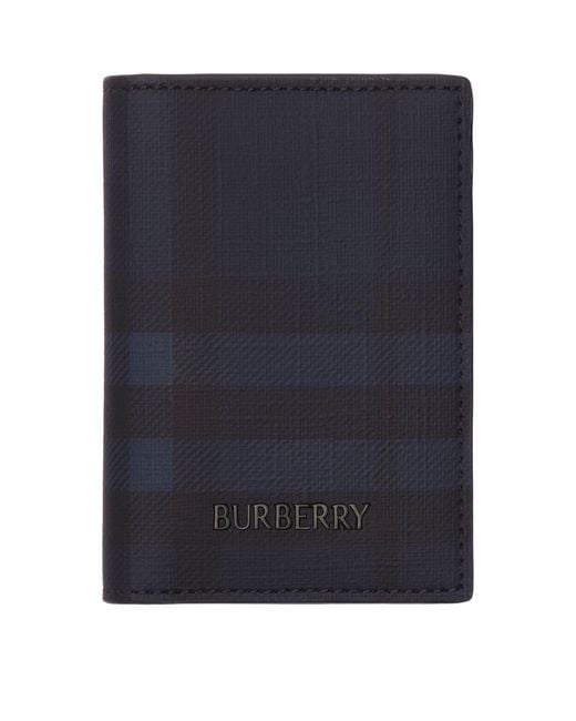 Burberry Blue City Check Folding Card Holder for men