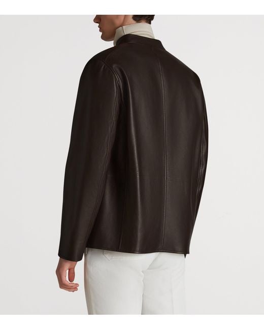 Dunhill Brown Leather Driving Jacket for men