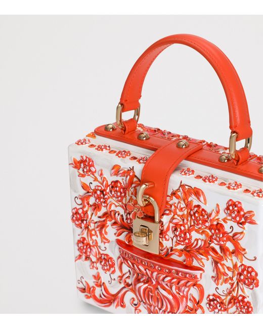 Dolce & Gabbana Red Resin Dolce Box Top-Handle Bag