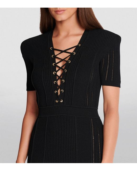 Balmain Black Rib-knit Mini Dress