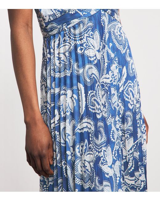 Sandro Blue Floral V-Neck Maxi Dress