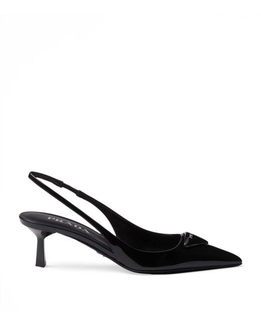 Prada Black Patent Leather Slingback Pumps 55
