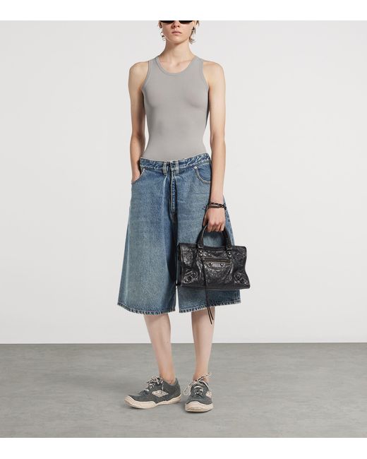Balenciaga Green Denim Hamptons Sneakers