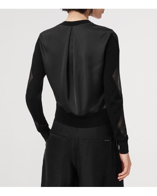 AllSaints Black Wool-Blend Argyle Bern Cardigan