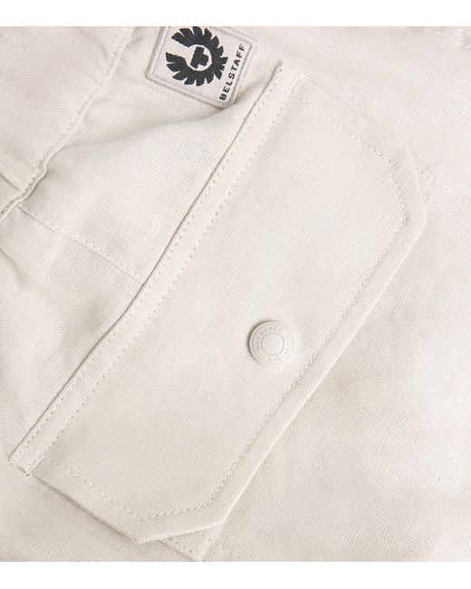 Belstaff White Linen Forge Trousers for men