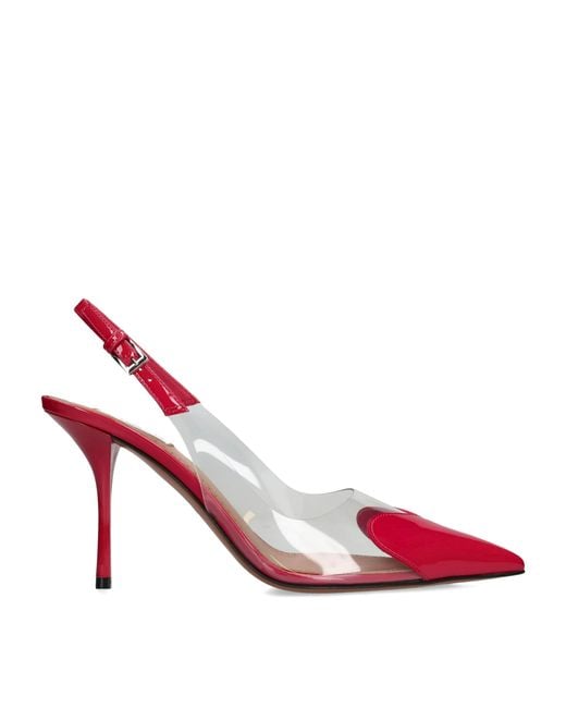 Alaïa Pink Patent Coeur Slingback Pumps 90