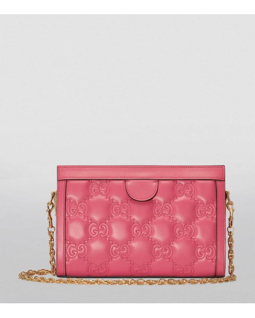 Gucci Pink Small Leather Gg Matelassé Shoulder Bag